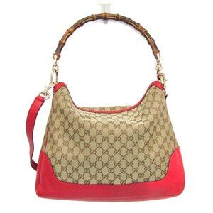 GUCCI Brown Leather Bamboo Shoulder Bag
